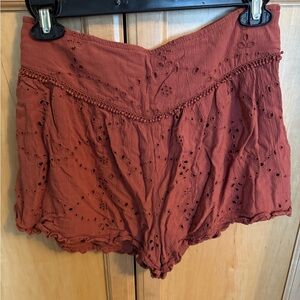 American Eagle Outfitters High Waist 🪸 Coral Eyelet Shorts